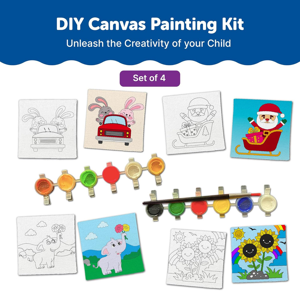 Mini Canvas Art Kit for 4 - 6 Years Set of 4 - The Crafthives
