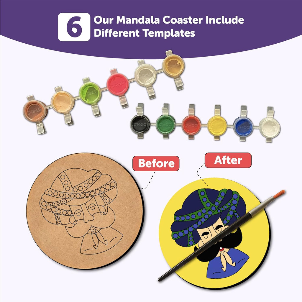 Mandala Tea Coasters Art and Craft Kit 9+ years Advance - The Crafthives