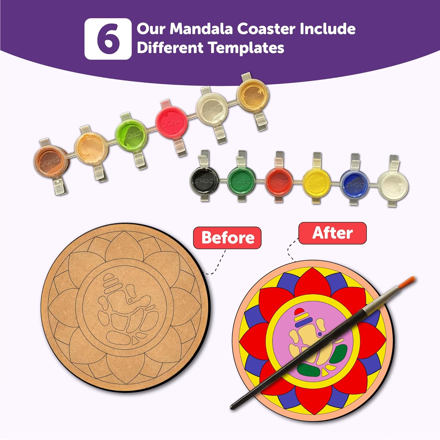 Mandala Tea Coasters Art and Craft Kit 6+ Years- Beginner - The Crafthives