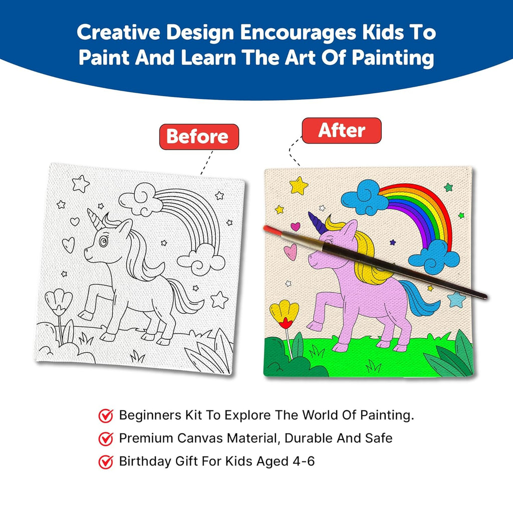 Mini Canvas Art and Craft Paint Kit For 4+ Set of 4 - The Crafthives