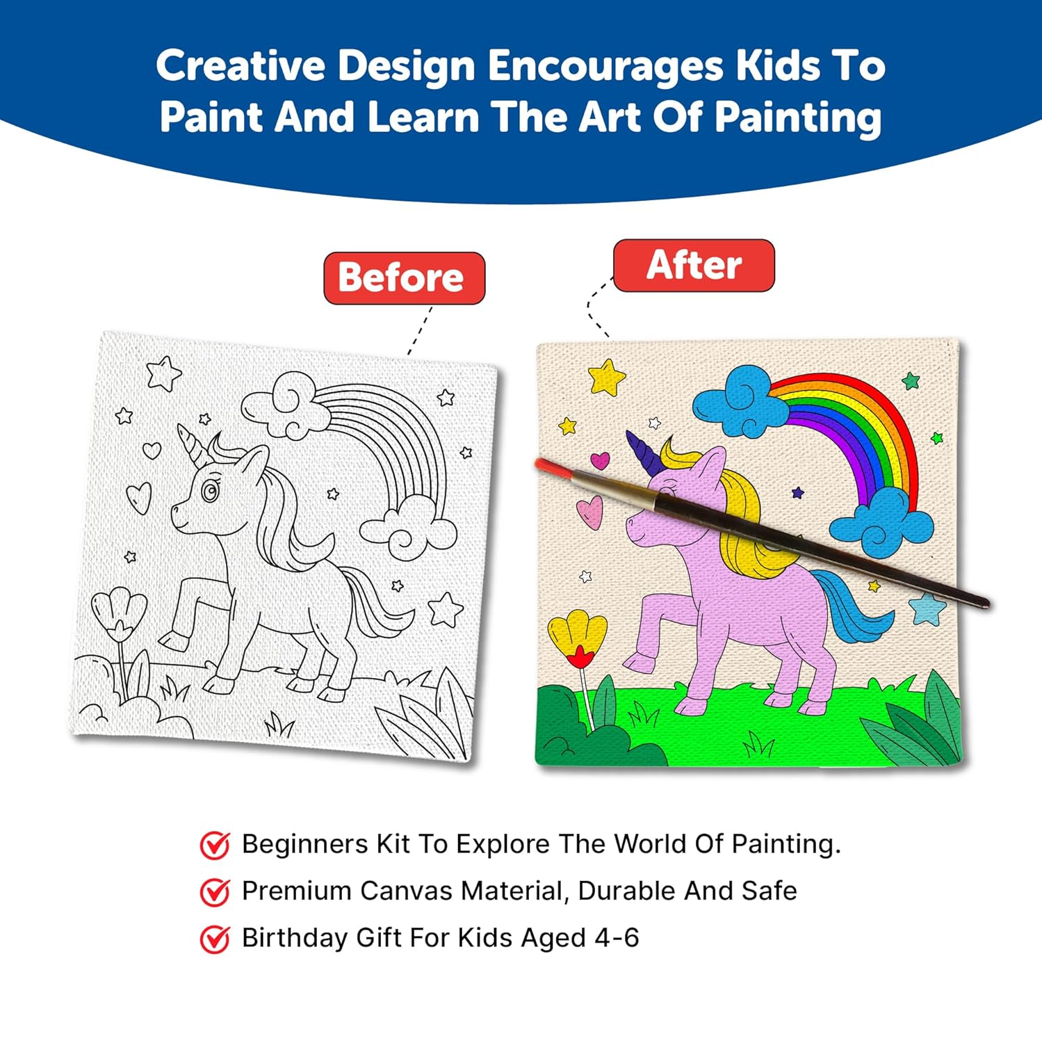 Mini Canvas Art and Craft Paint Kit For 4+ Set of 4 - The Crafthives