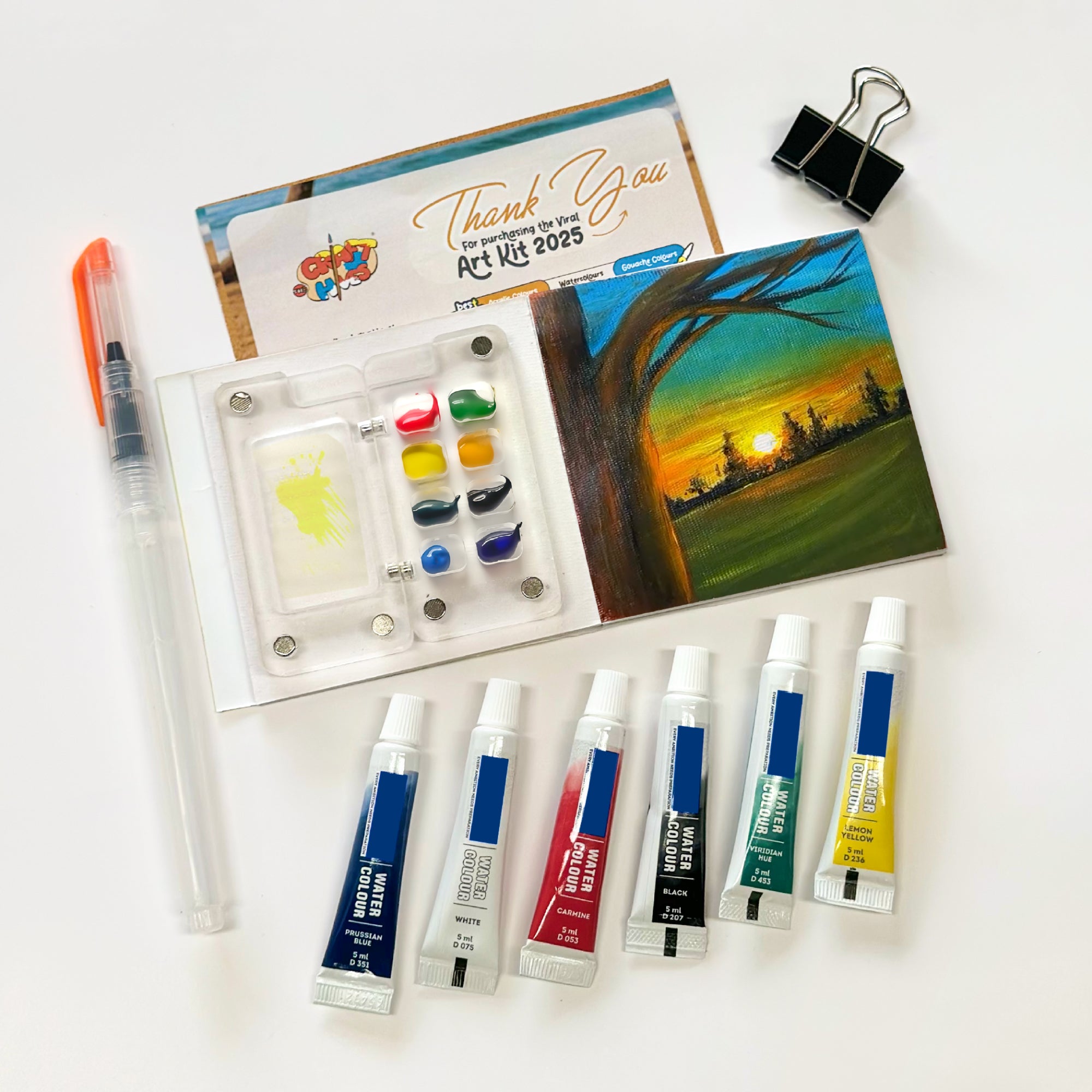 The Crafthives Mini Travel Art Kit- Acrylic (Water Colors Shades of 6) - The Crafthives