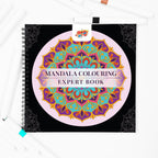 Mandala Colouring Expert Book – 24 Designs with 12 Acrylic Markers | 250 GSM Premium Spiral-Bound Pad - The Crafthives