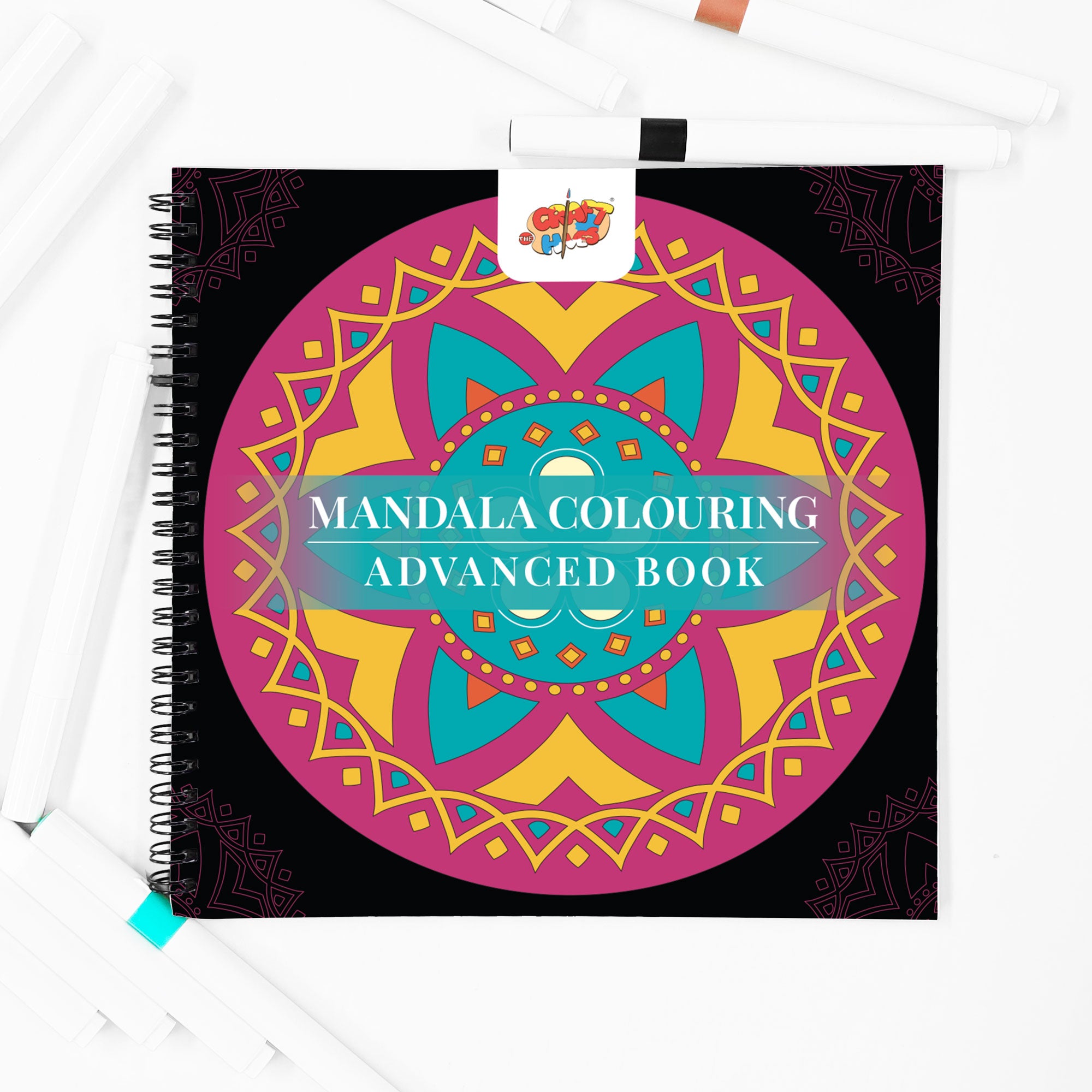 Mandala Coloring Book Advanced with 12 Acrylic Colors – Spiral Bound, 250 GSM Premium Paper (24 Designs) - The Crafthives