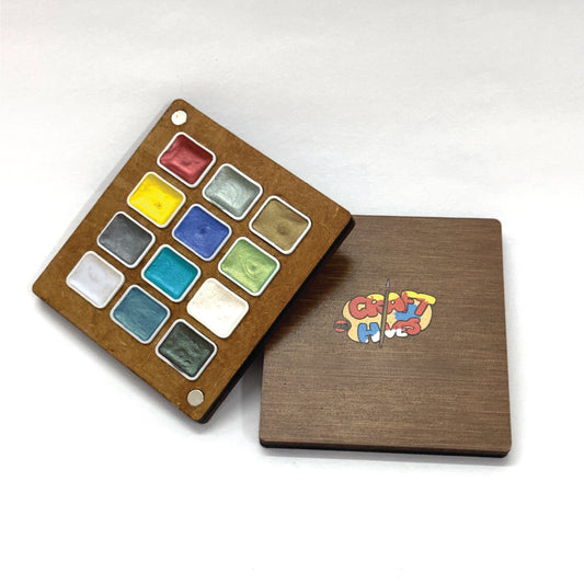 Artist Metallic Watercolours Wooden Palette- 12 Shades