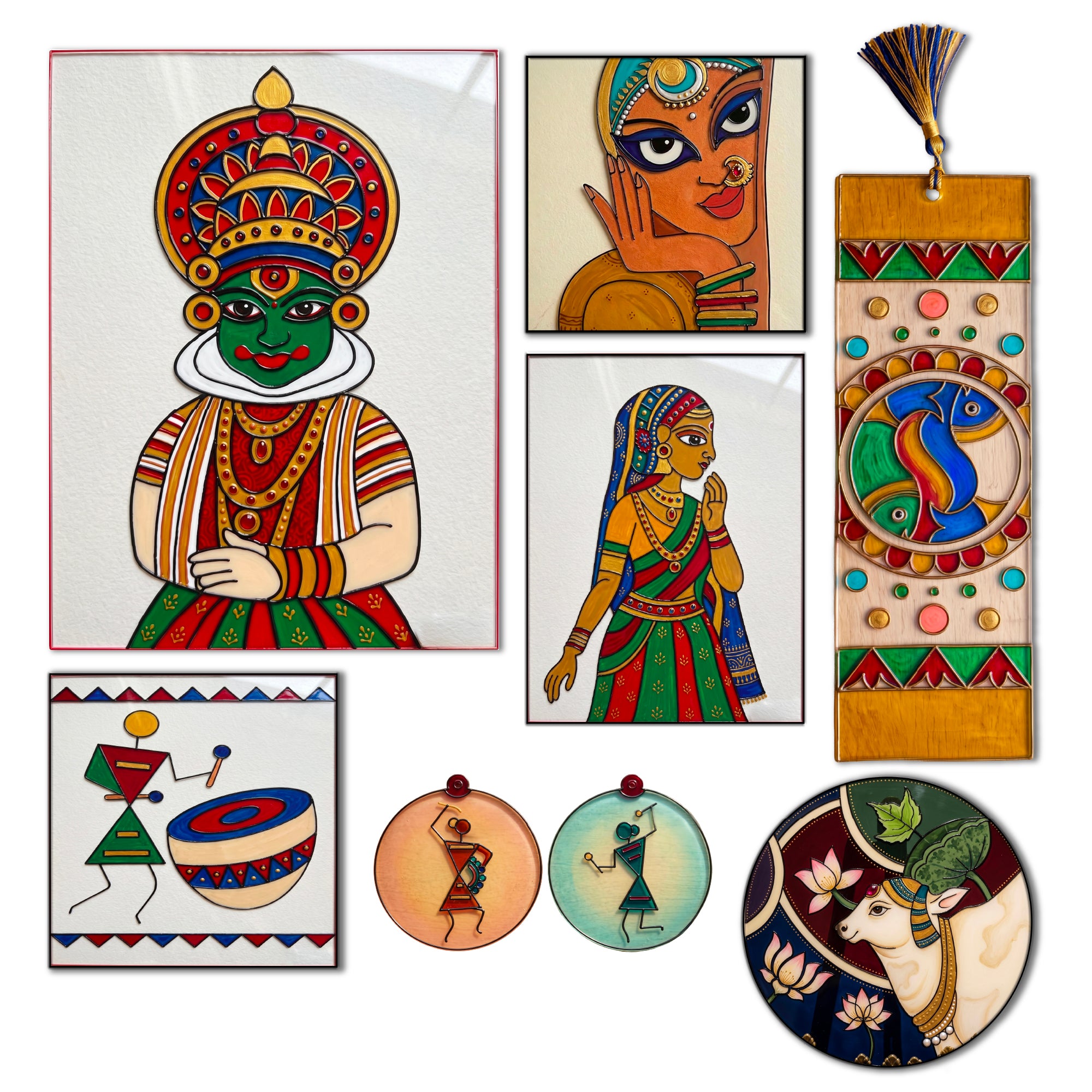 Indian Folk Art Glass Painting Kit