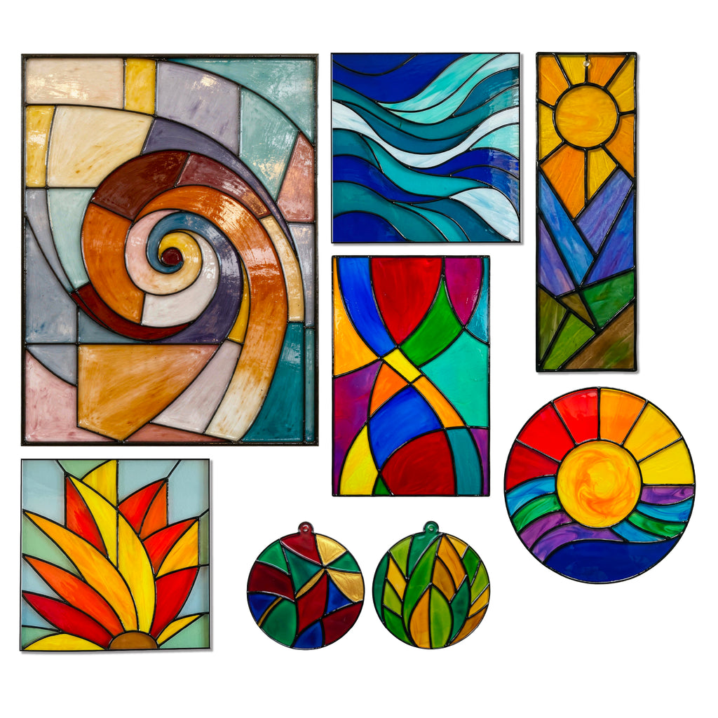 Abstract Glass Painting Kit | DIY Stained Glass Style Art Set with Acrylic Templates – The Crafthives