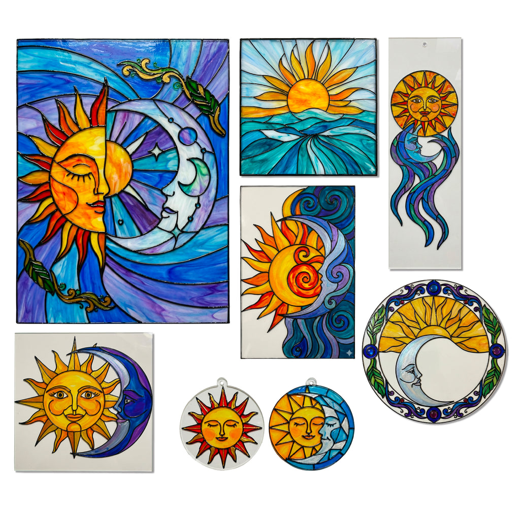 Sun & Moon Glass Painting Kit | Boho Suncatcher DIY Art Set with Acrylic Templates – The Crafthives