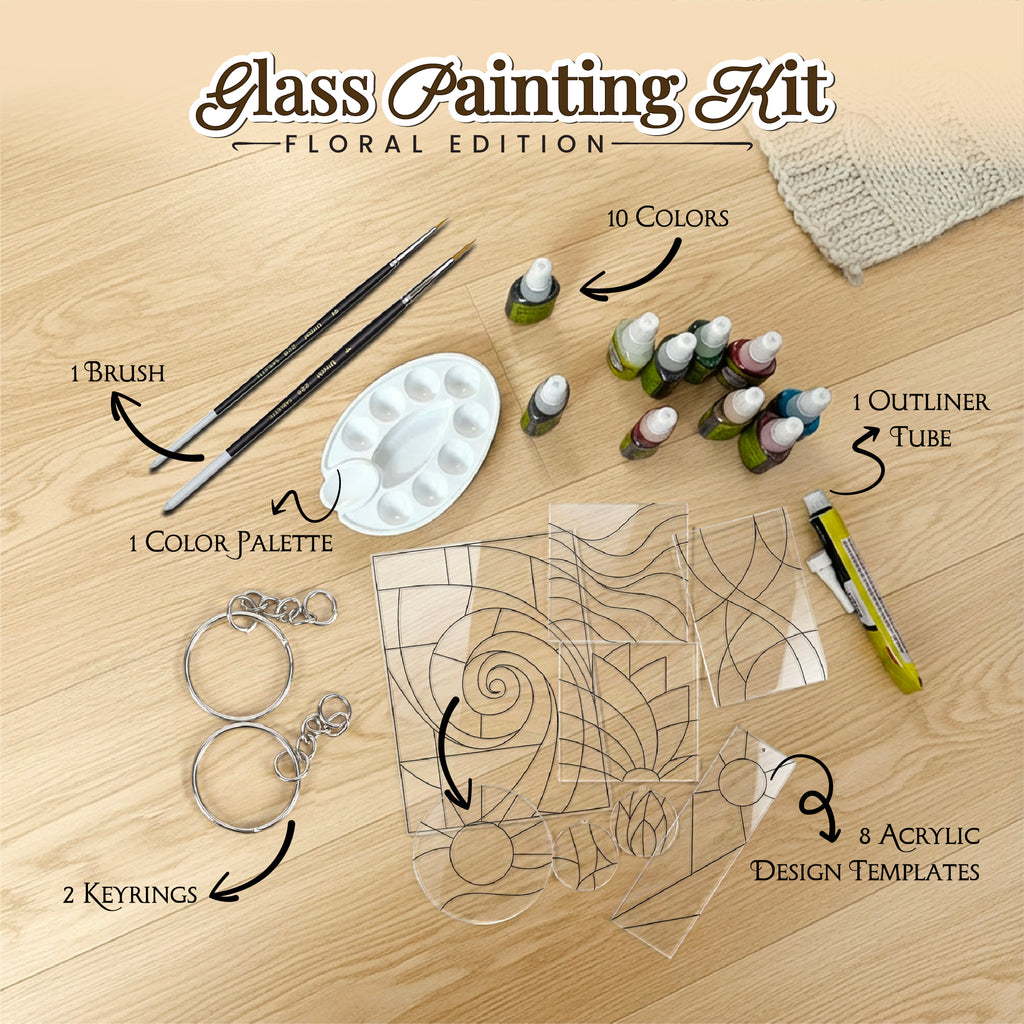 Abstract Glass Painting Kit | DIY Stained Glass Style Art Set with Acrylic Templates – The Crafthives