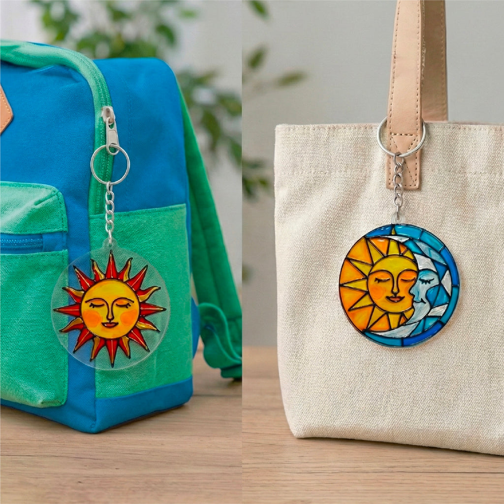 Sun & Moon Glass Painting Kit | Boho Suncatcher DIY Art Set with Acrylic Templates – The Crafthives