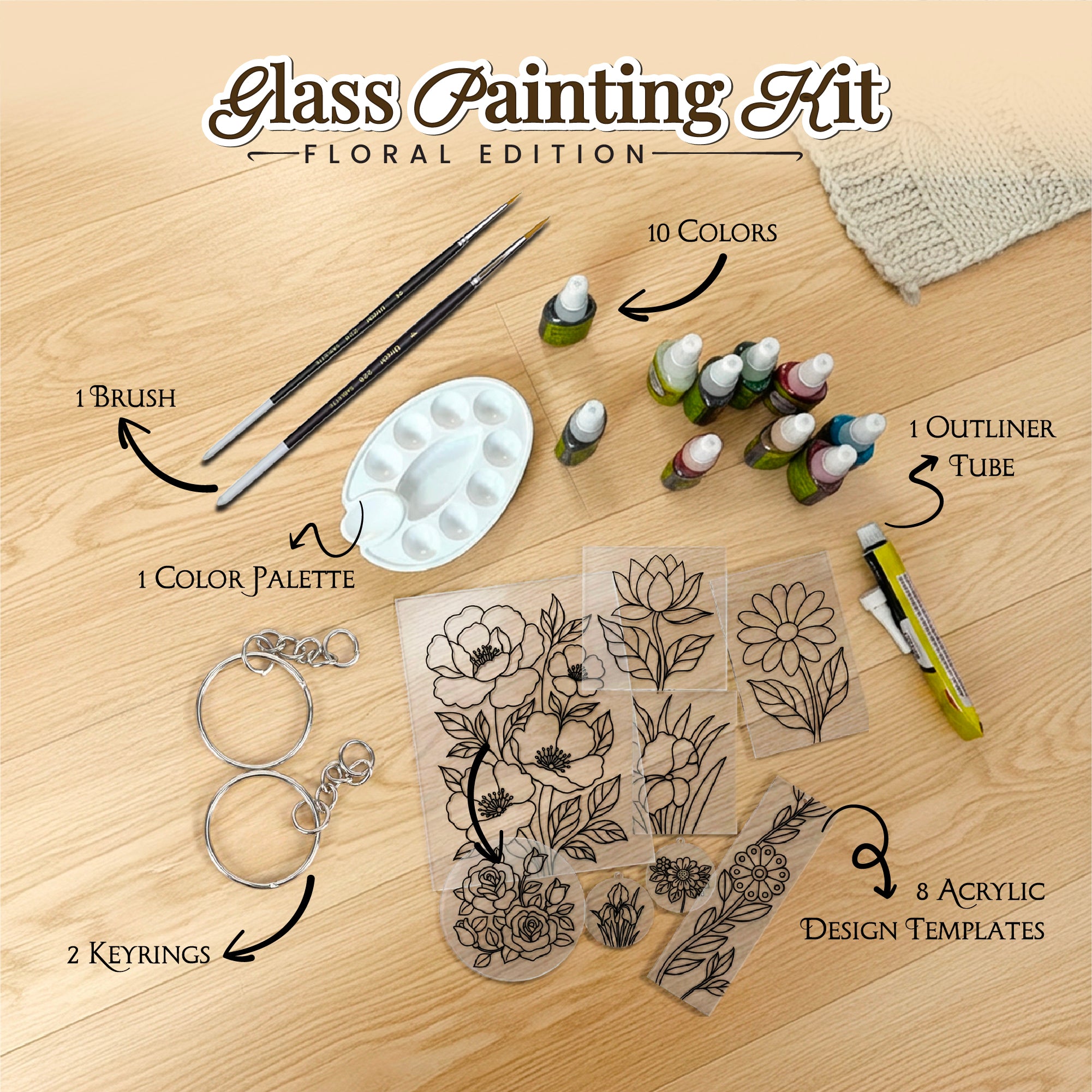 Floral Glass Painting Kit | DIY Flower Stained Glass Art Set for Artists & Art Lovers – The Crafthives