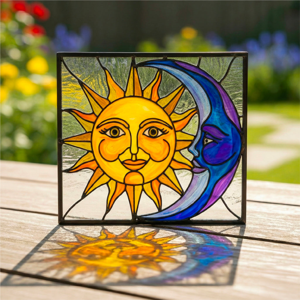 Sun & Moon Glass Painting Kit | Boho Suncatcher DIY Art Set with Acrylic Templates – The Crafthives