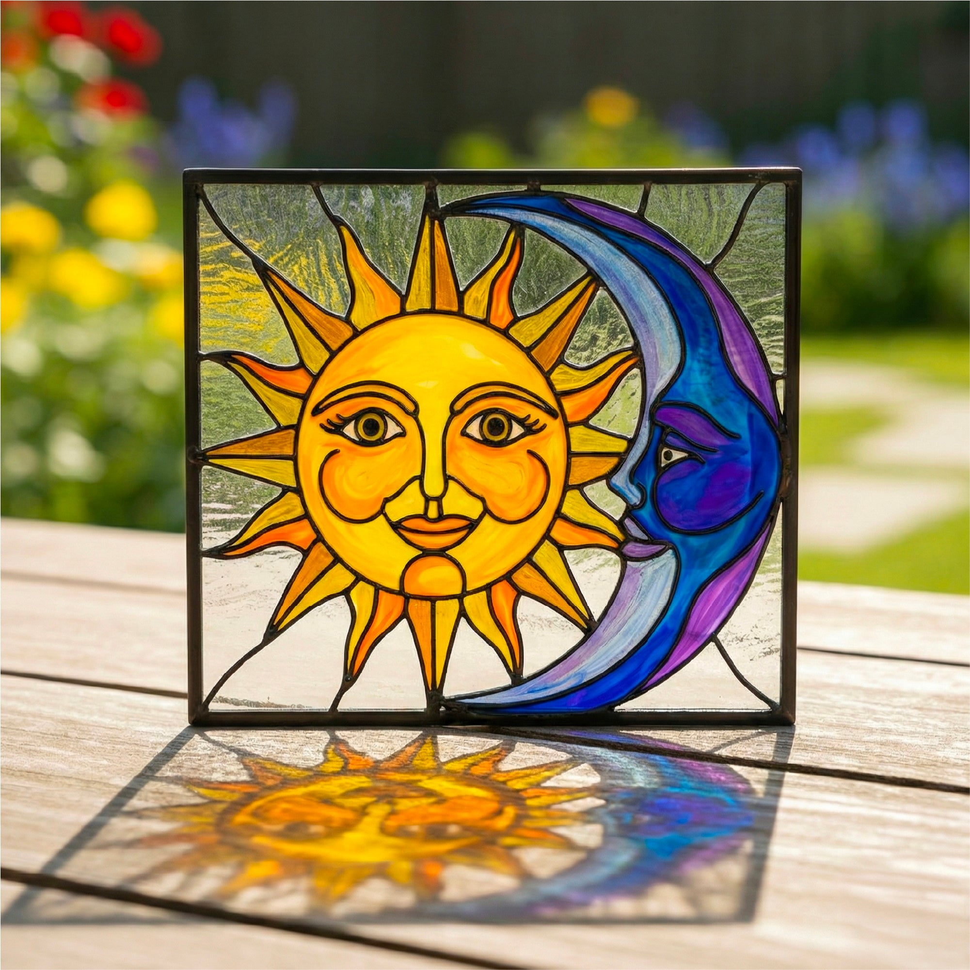 Sun & Moon Glass Painting Kit | Boho Suncatcher DIY Art Set with Acrylic Templates – The Crafthives