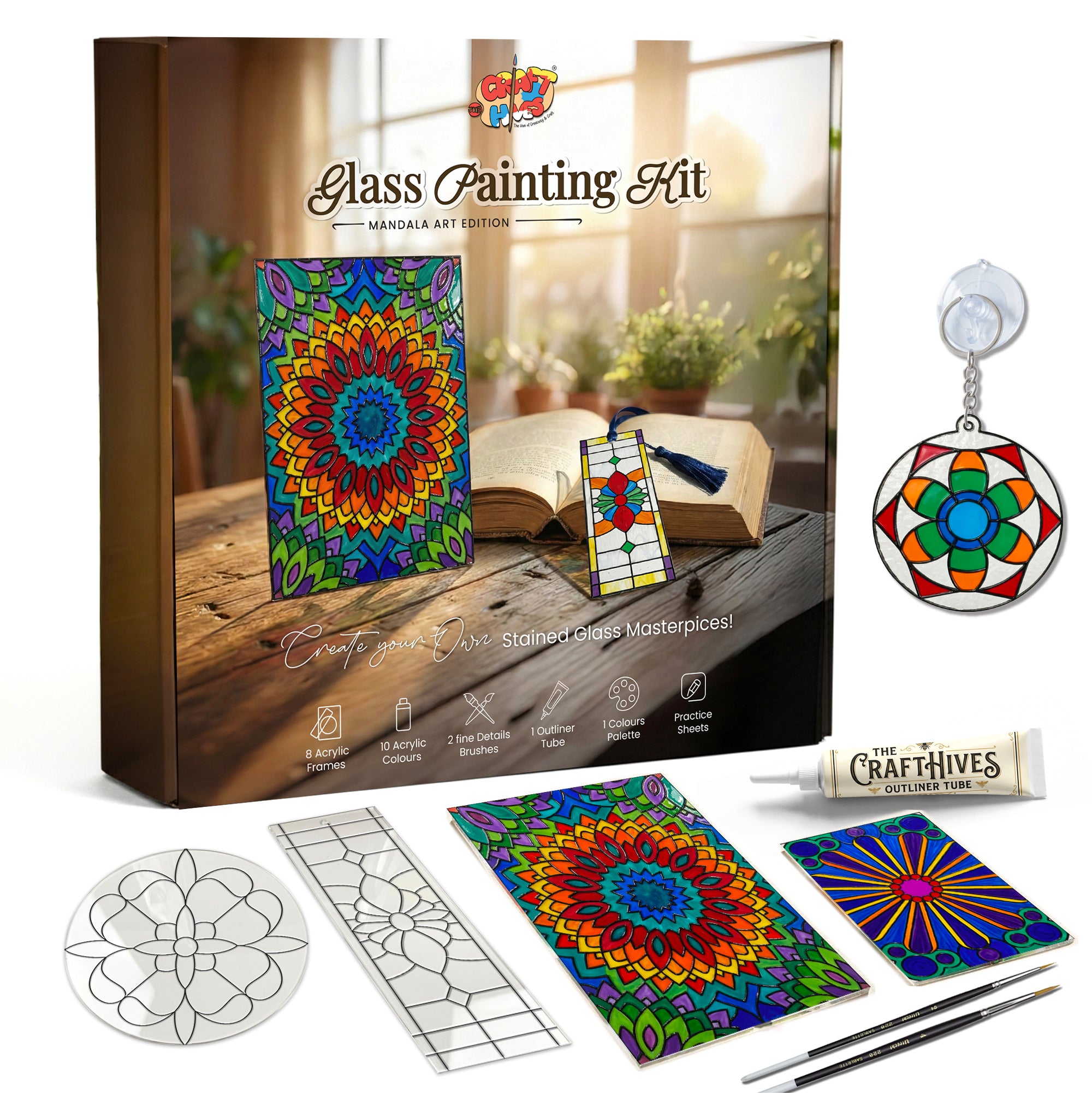 Mandala Glass Painting Kit | DIY Stained Glass Mandala Art Set – The Crafthives