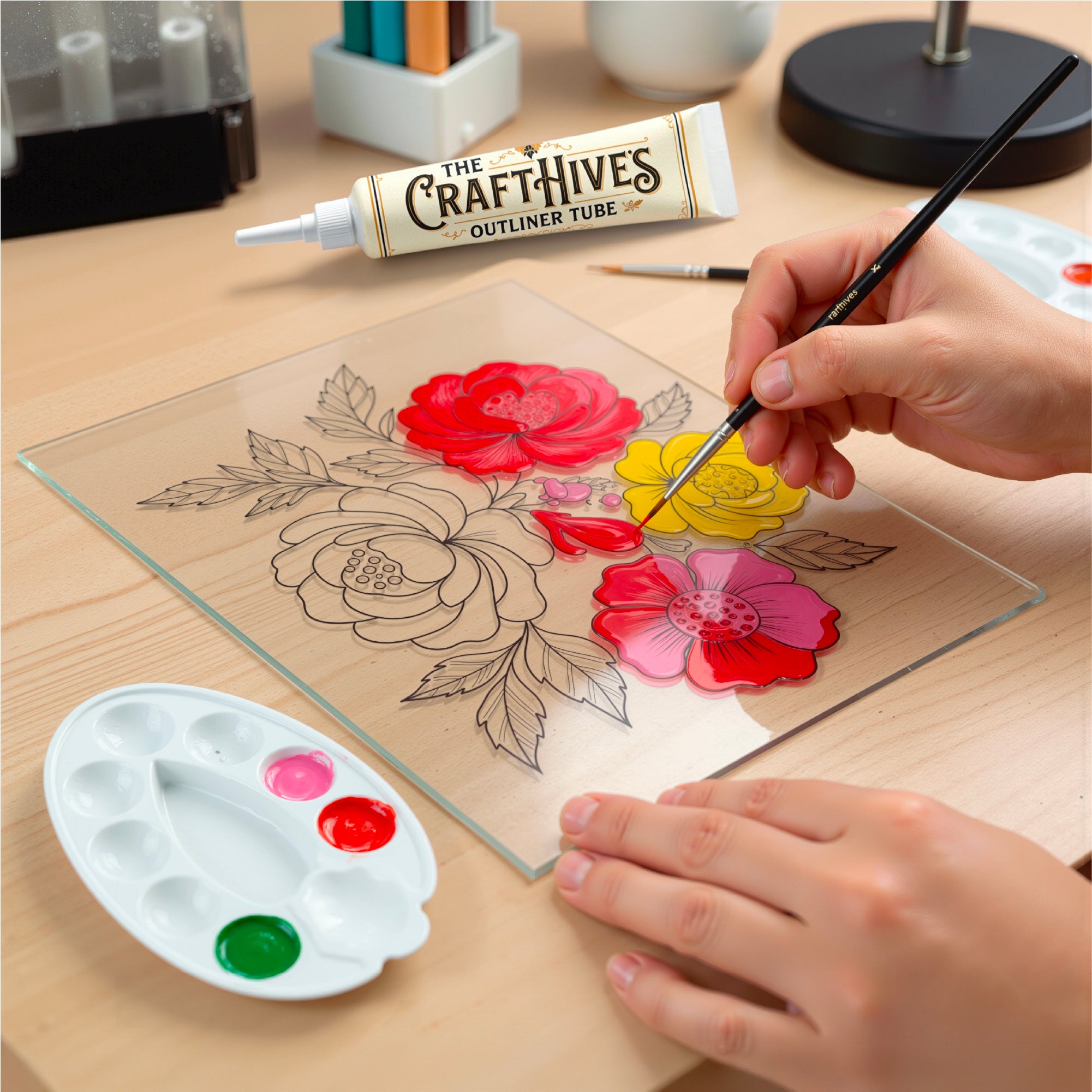Floral Glass Painting Kit | DIY Flower Stained Glass Art Set for Artists & Art Lovers – The Crafthives