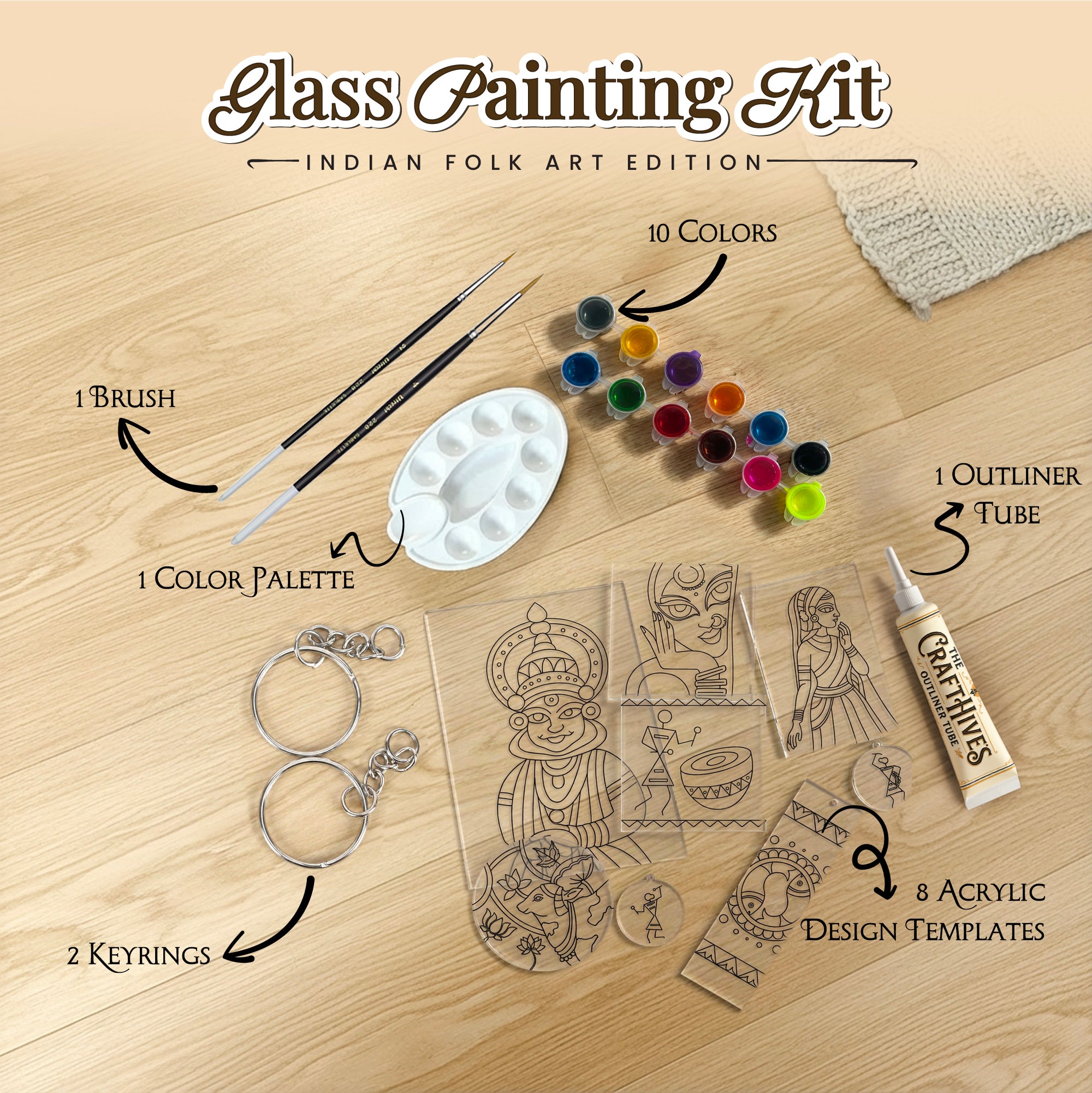 Indian Folk Art Glass Painting Kit
