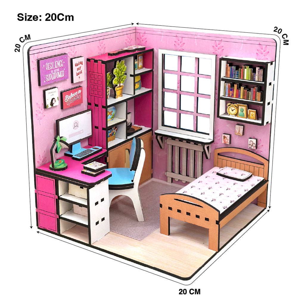 DIY 3D Wooden Miniature Bedroom