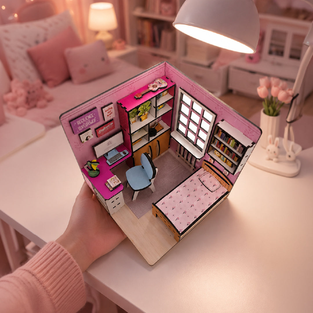 DIY 3D Wooden Miniature Bedroom