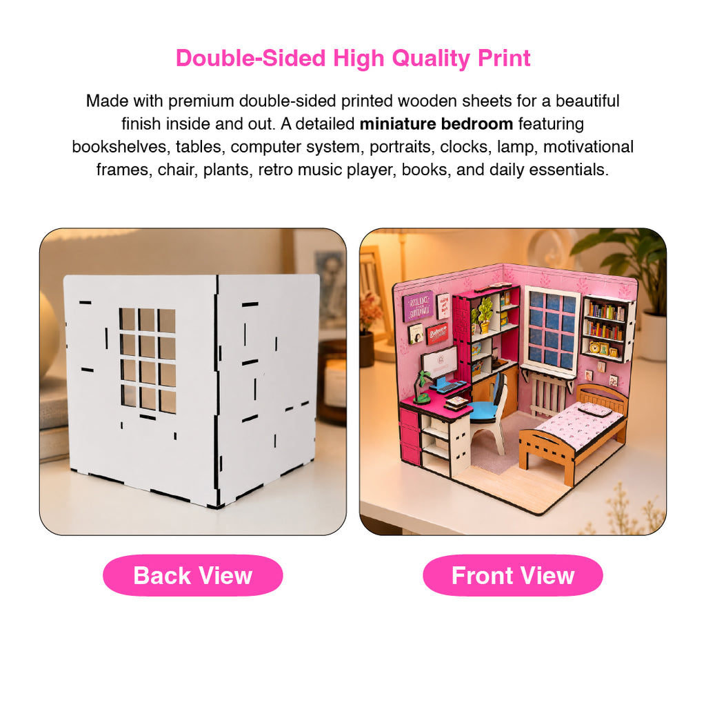 DIY 3D Wooden Miniature Bedroom