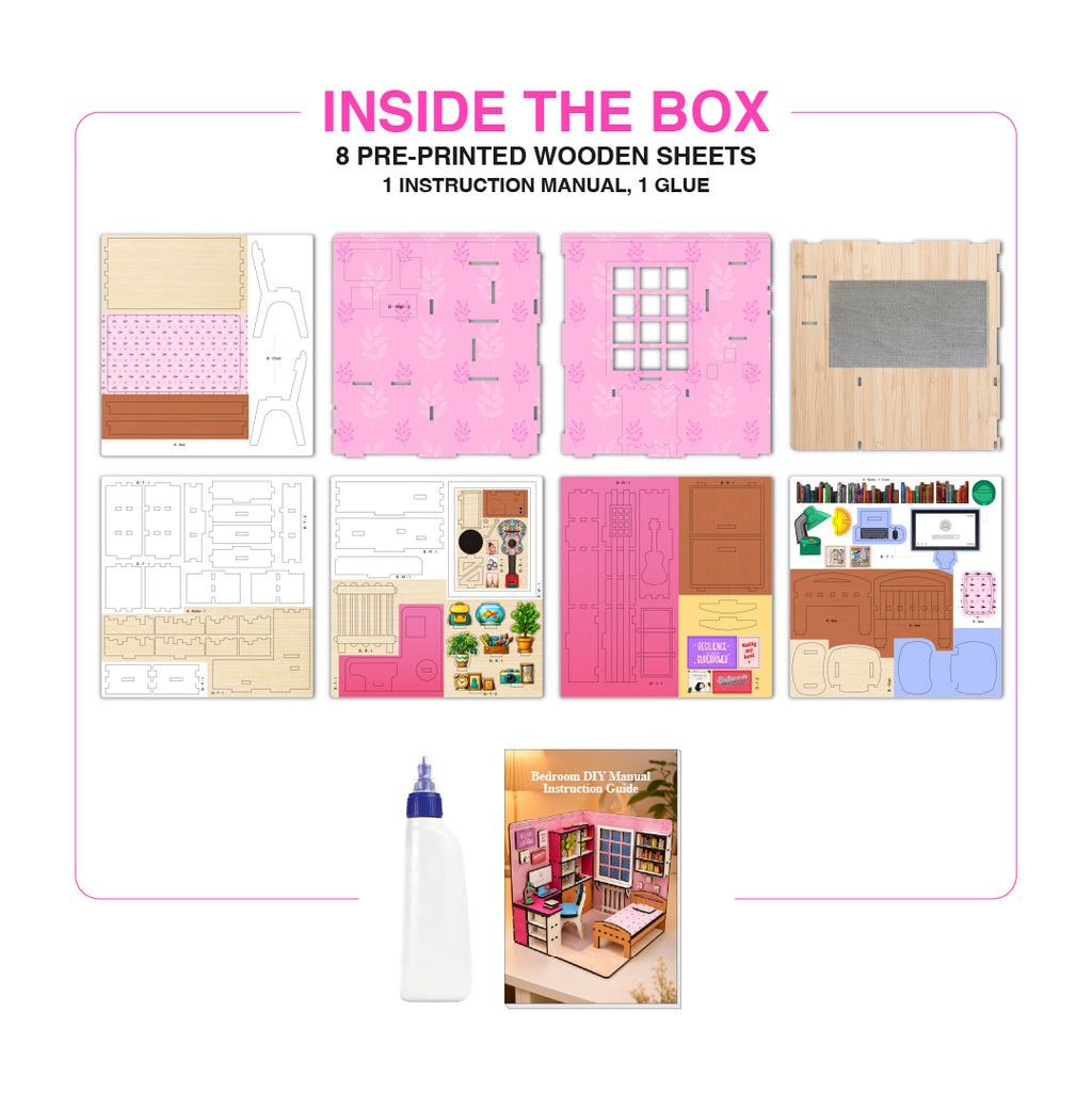 DIY 3D Wooden Miniature Bedroom