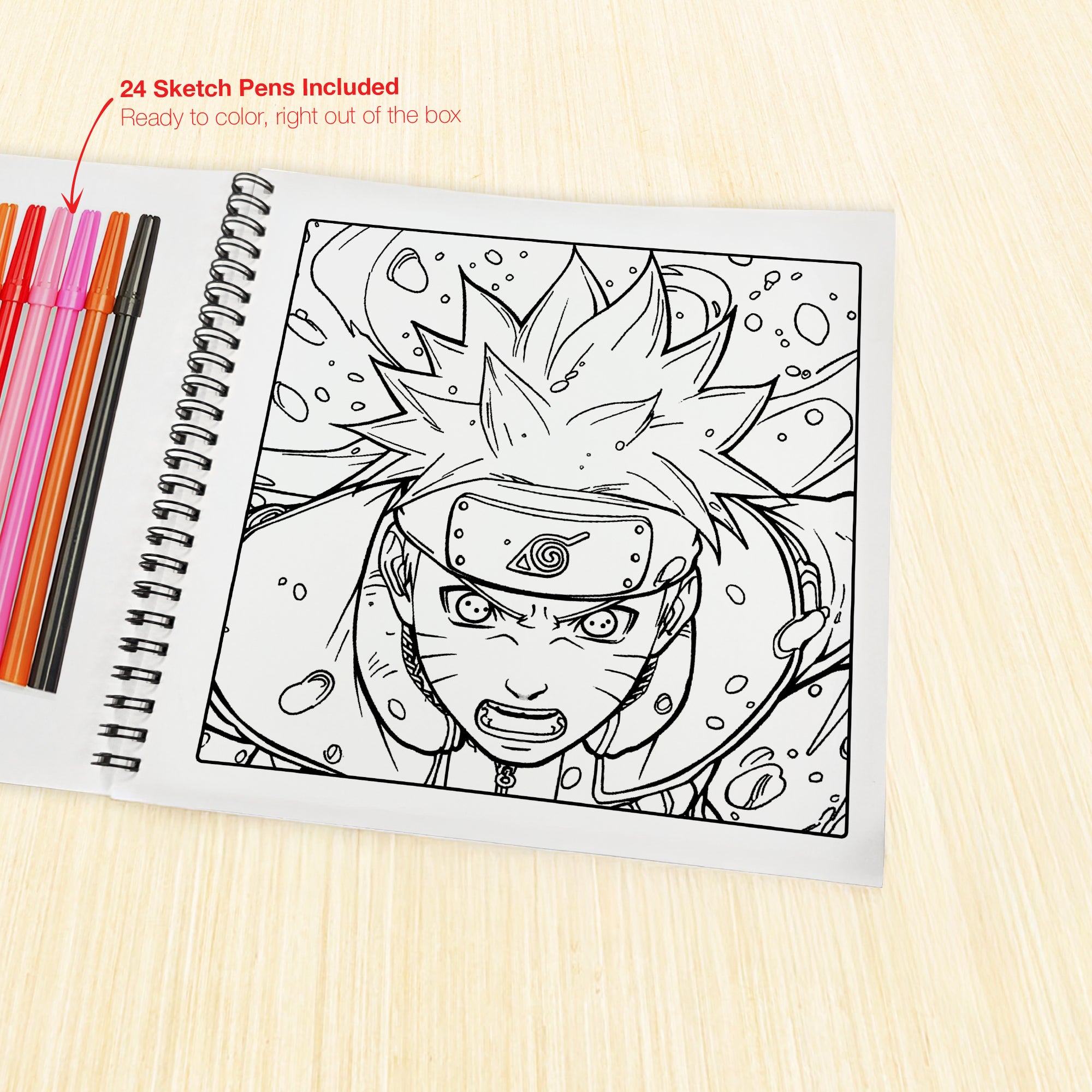 Naruto & More Anime Coloring Book Volume 4 | 24 Sketch Pens The Crafthives