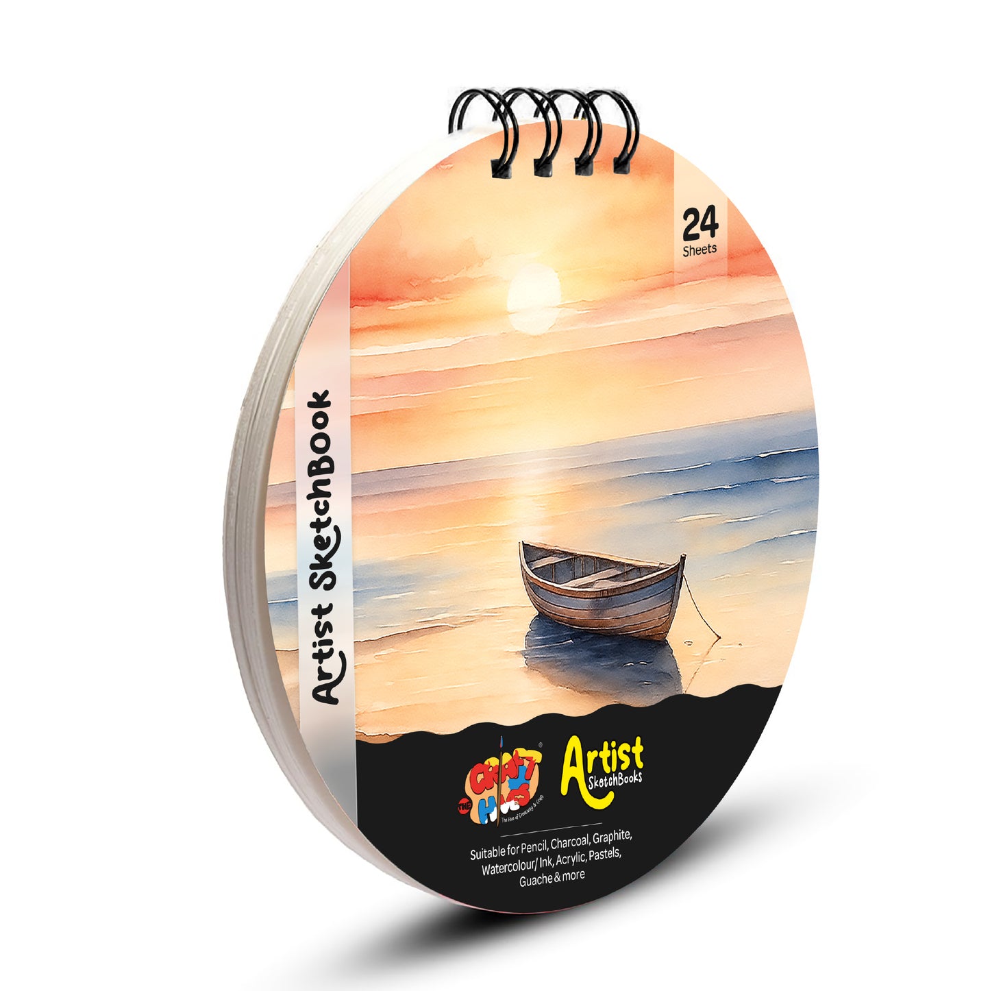 Round Artist Sketch Book – 7 Inch | Boat Theme