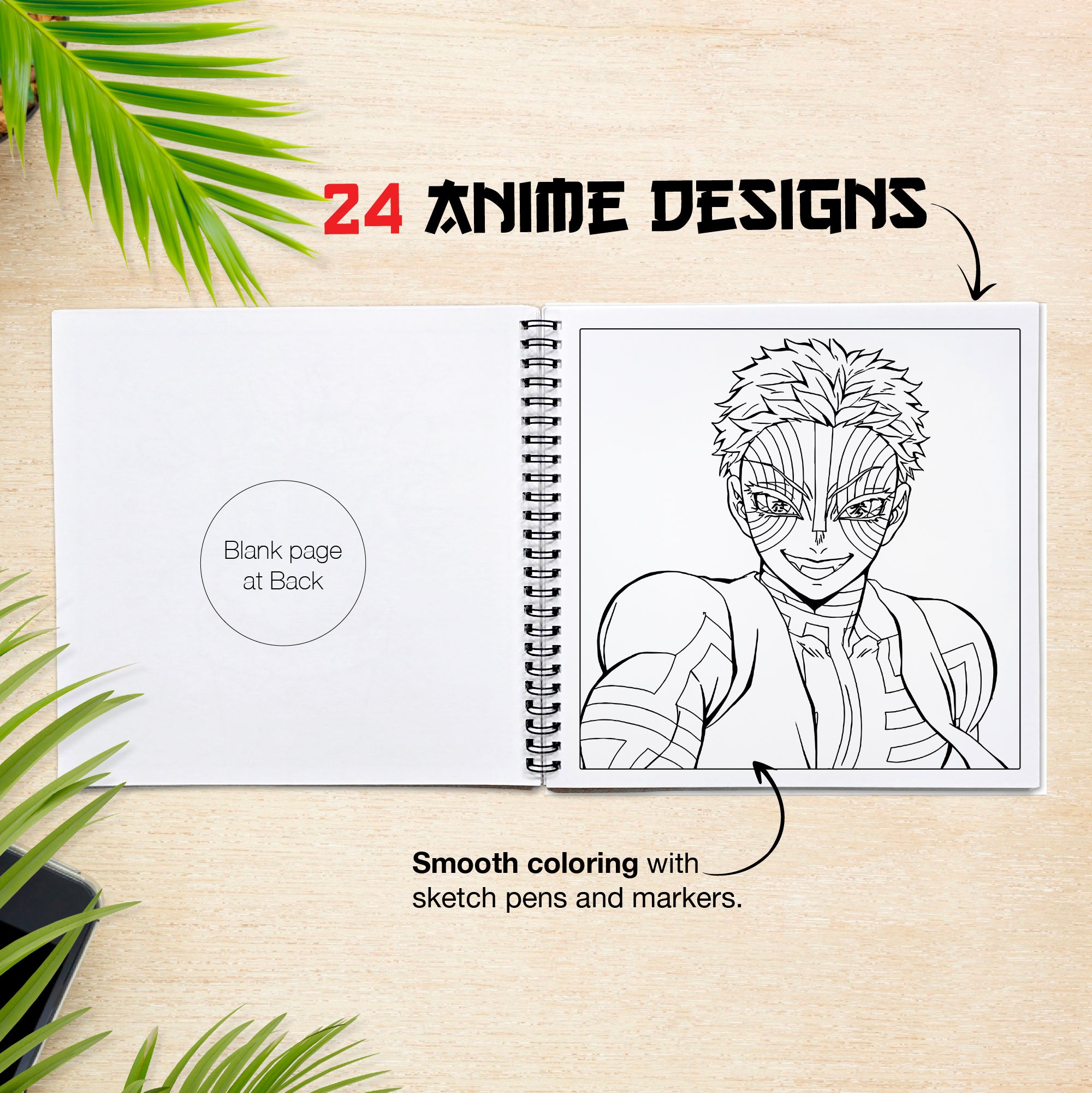 Demon Slayer Anime Coloring Book Volume 2 | 24 Sketch Pens - The Crafthives