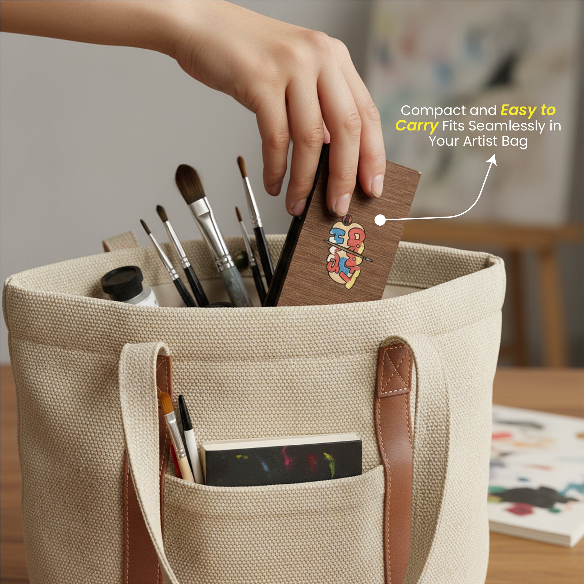 Mini Travel Art Wooden Palette with Clip