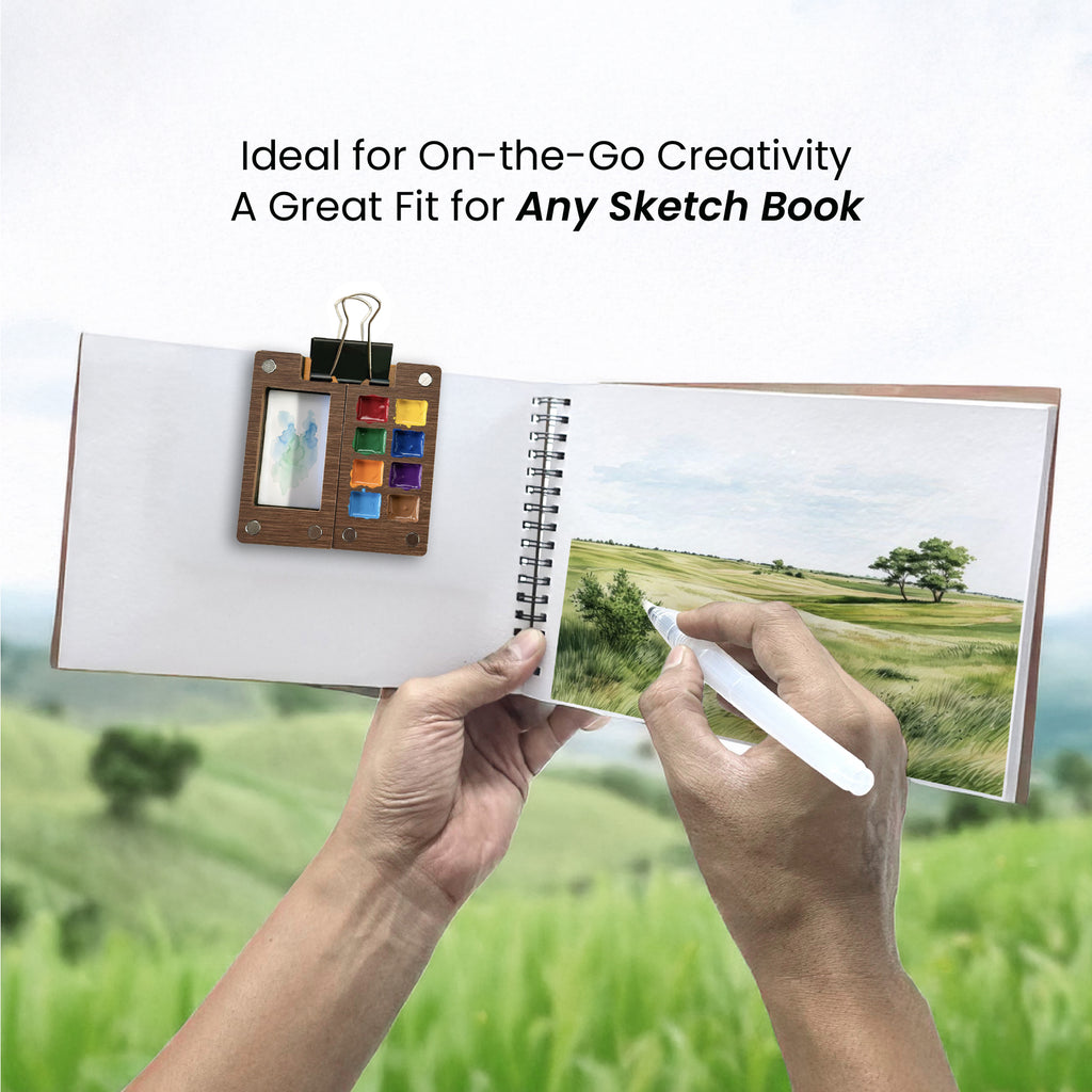 Mini Travel Art Wooden Palette with Clip