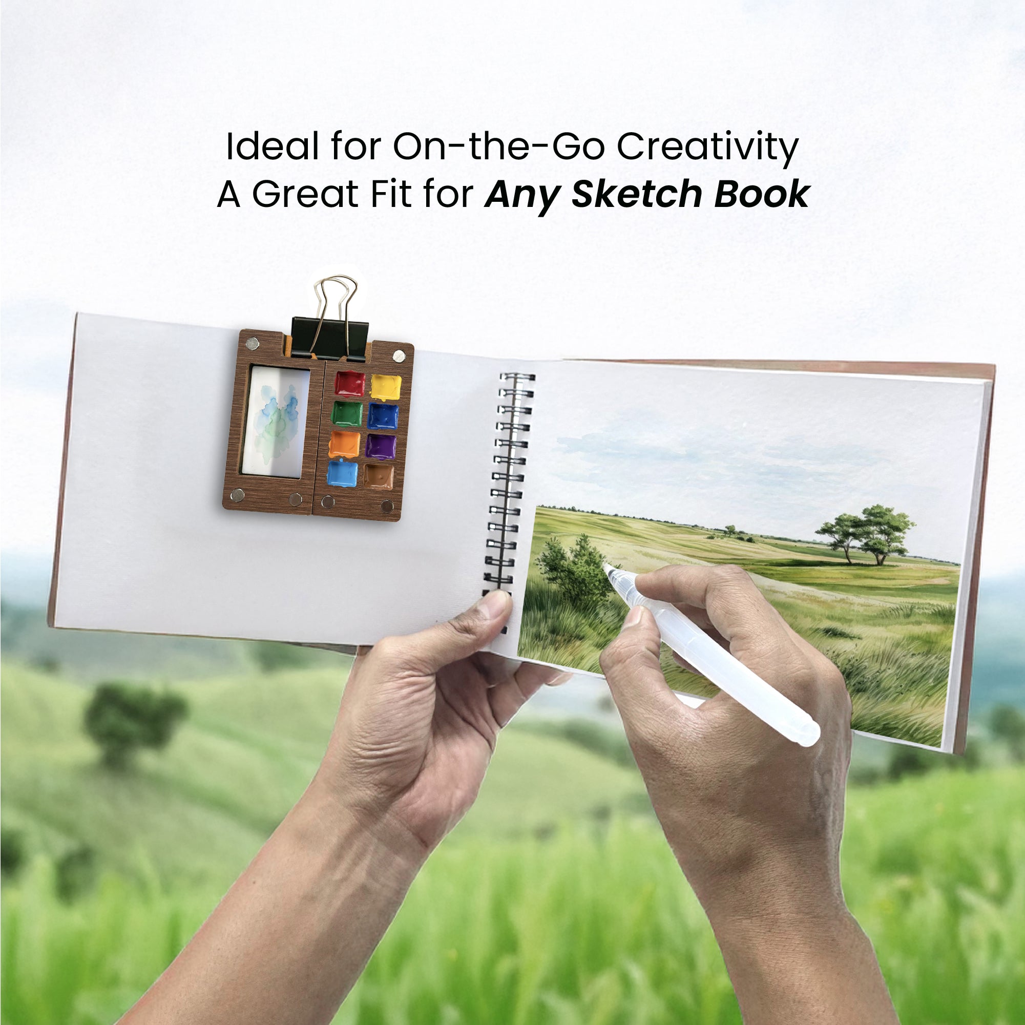 Mini Travel Art Wooden Palette with Clip