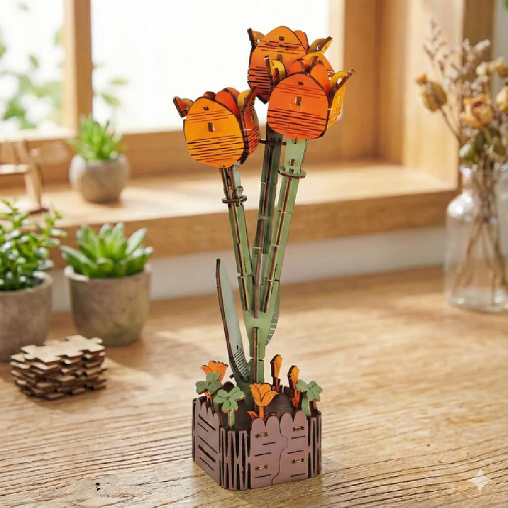 Tulip 3D Wooden Flower Pot DIY Craft Kit