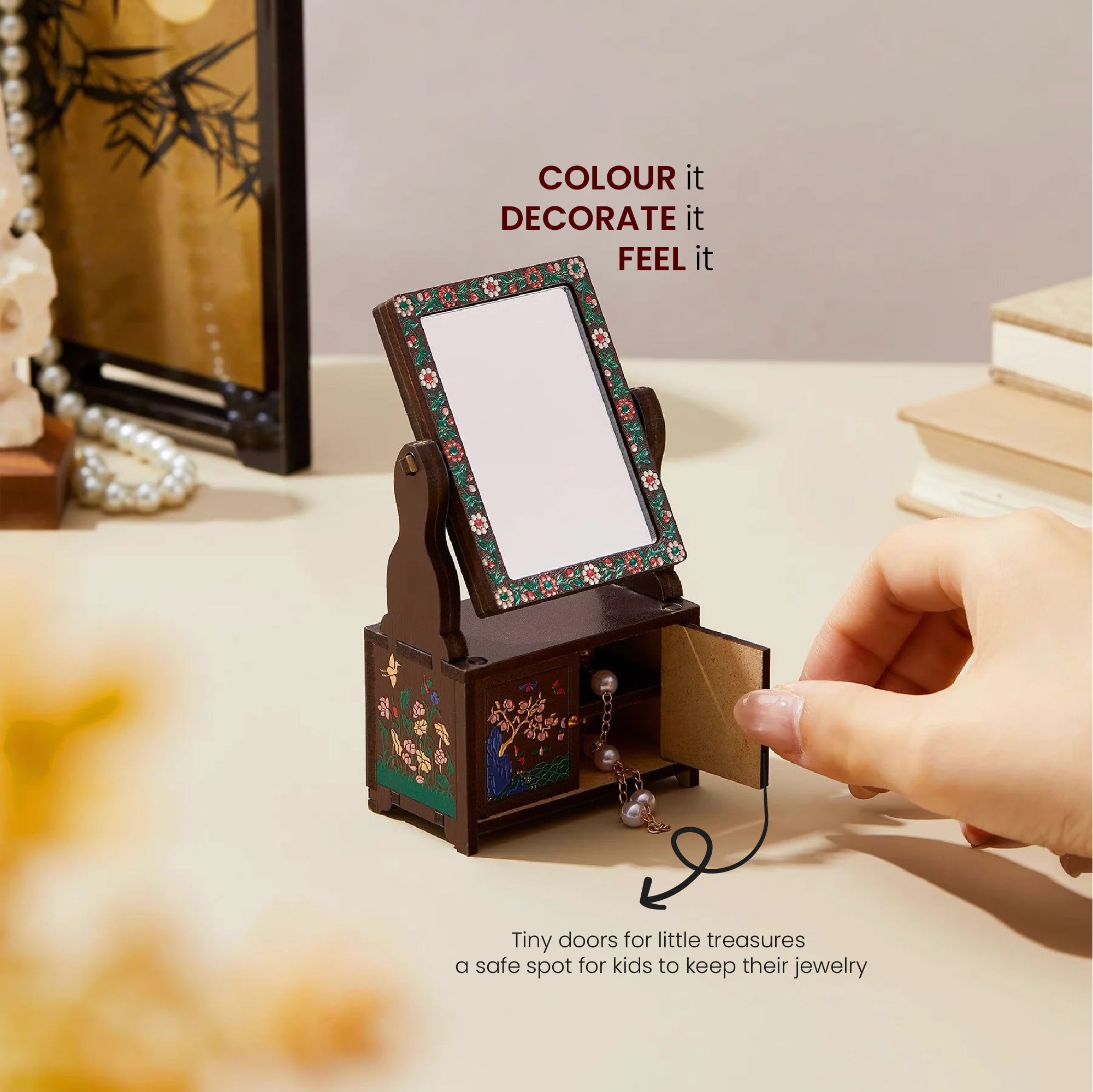 DIY Mini Wooden Vintage Mirror Kit – DIY Retro Home Décor Craft Set