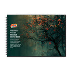 Stretch Book- Wooden Binding A4- Black - Tree