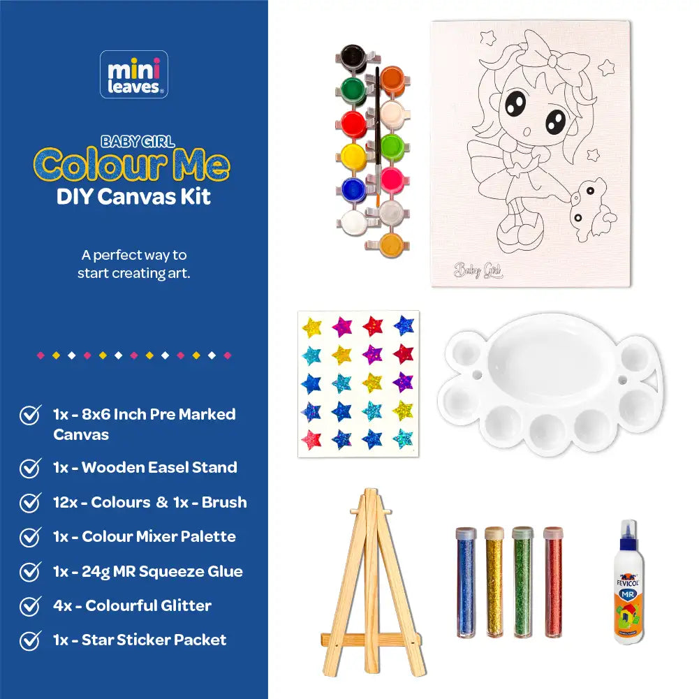 Baby Girl DIY Canvas Art and Paint Kit 6+ Years - The Crafthives