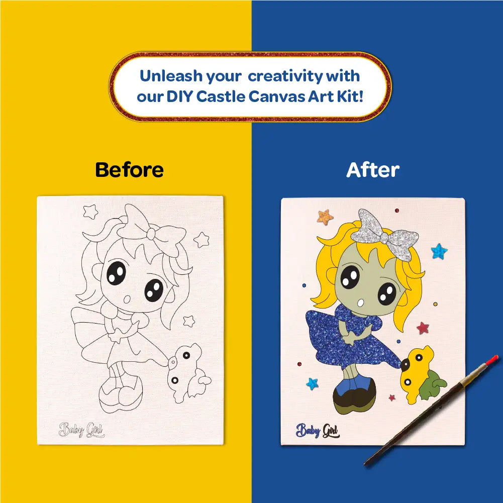 Baby Girl DIY Canvas Art and Paint Kit 6+ Years - The Crafthives