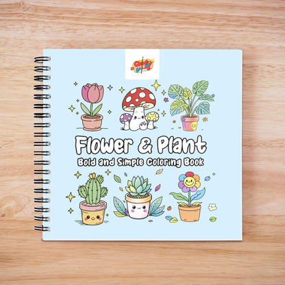 Flower & Plant Bold and Simple Coloring Book – With 12 Acrylic Markers