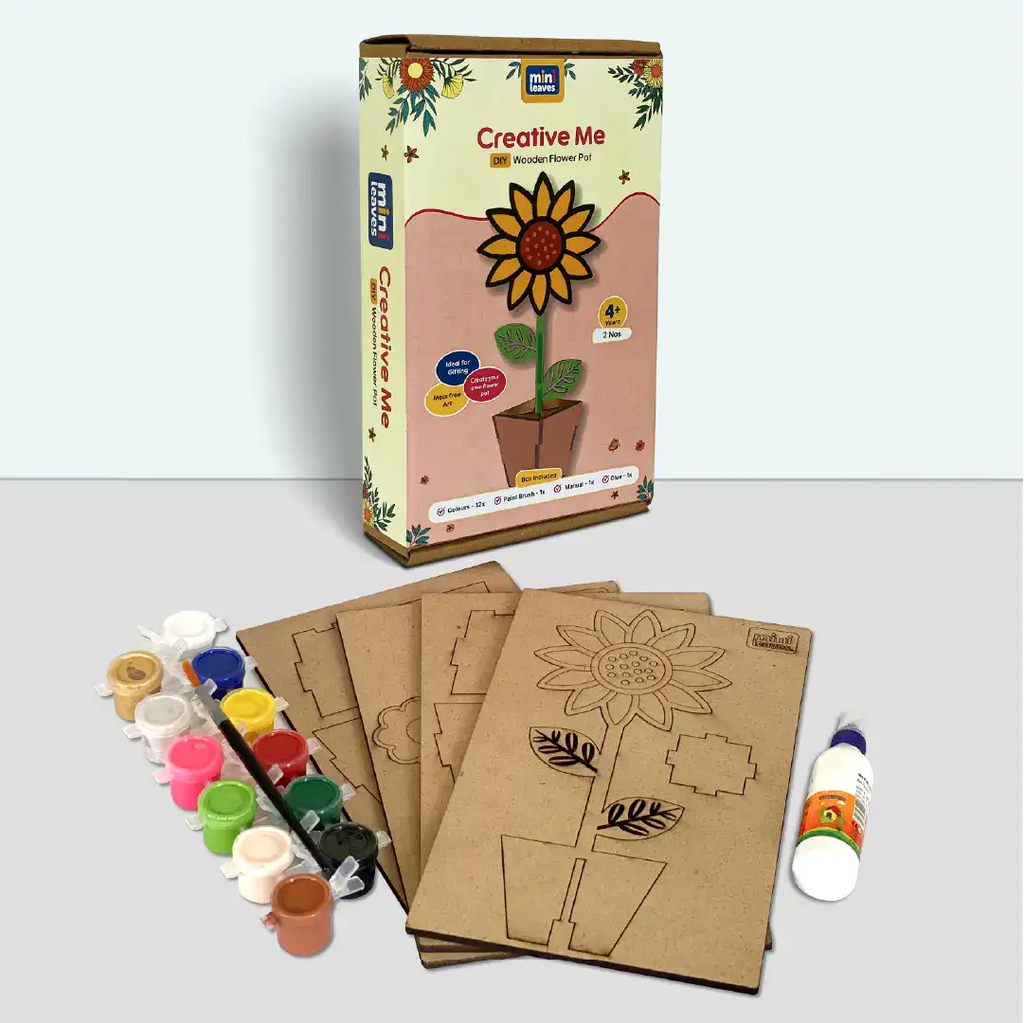 Creative Me DIY 3D Wooden Flower Pots Art and Craft Paint Kit for 4+ - Set of 2 - The Crafthives