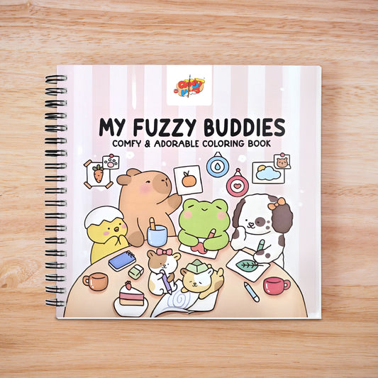 My Fuzzy Buddies- Comfy & Adorable Coloring Books | 12 Acrylic Markers