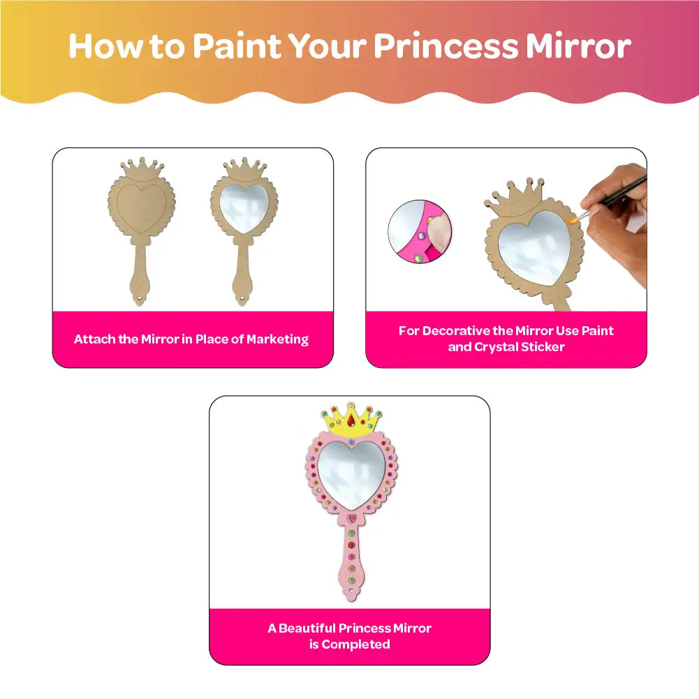 Decorate Your Own DIY Princess Mirrors Paint Art and Craft Kits for Girls age 6+- Set of 2 - The Crafthives