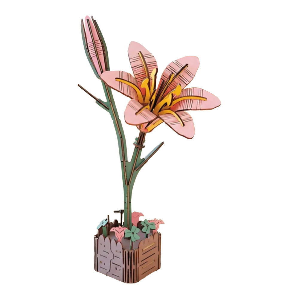 Lily Pink 3D Wooden Flower Pot DIY Craft Kit