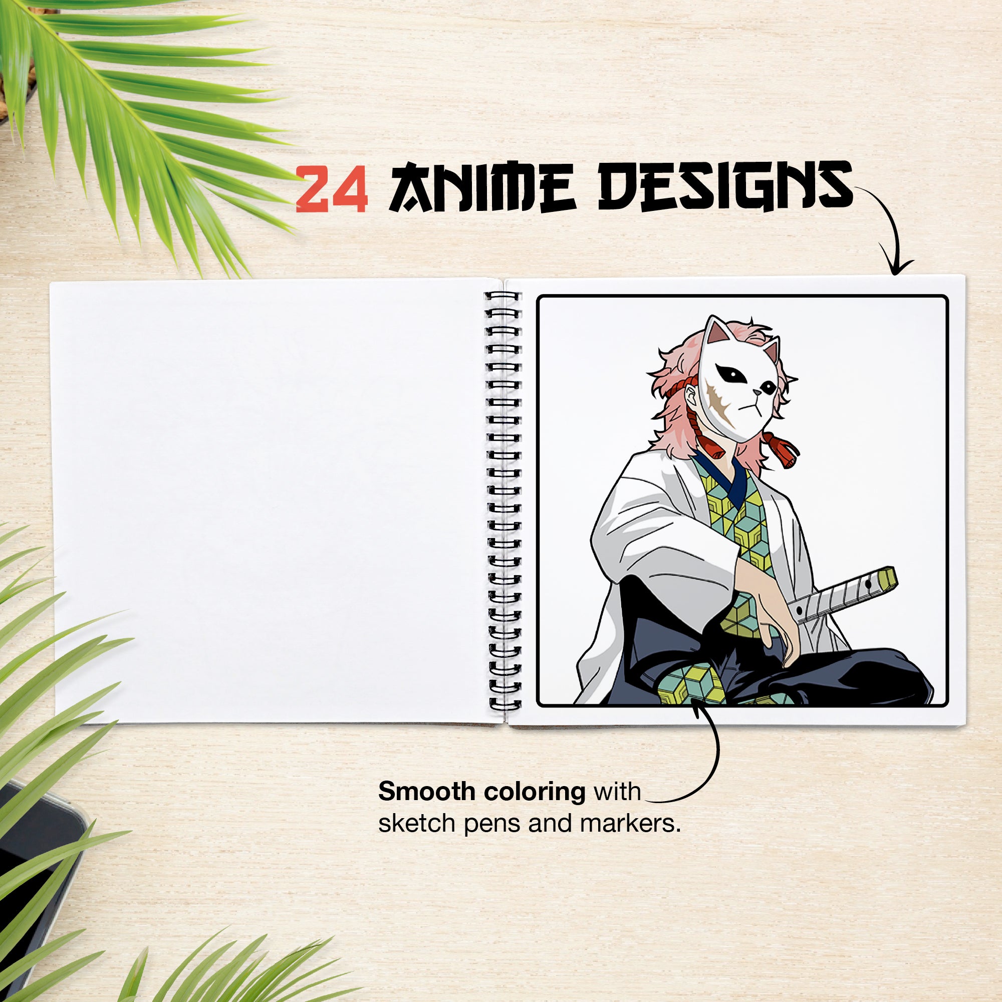 Anime Coloring Book | With 24 Sketch Pens – The Crafthives