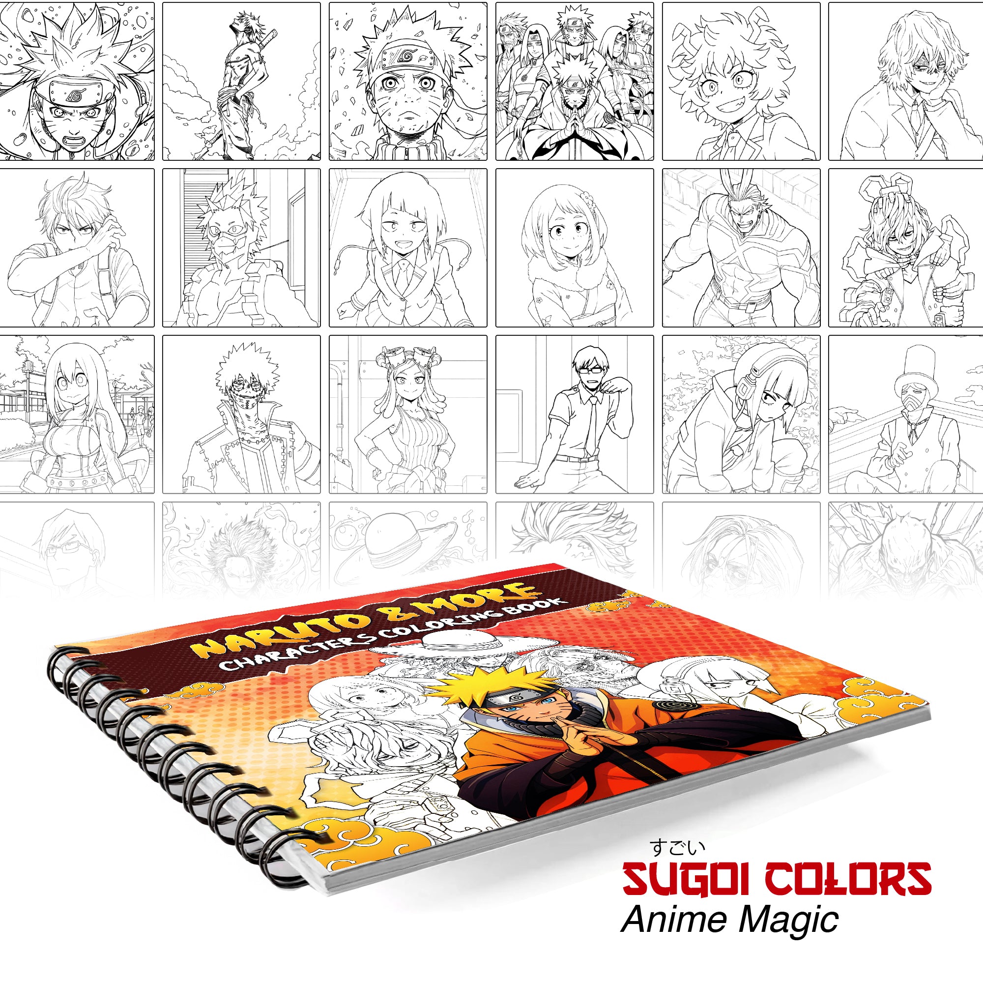 Naruto & More Anime Coloring Book Volume 4 | 24 Sketch Pens The Crafthives