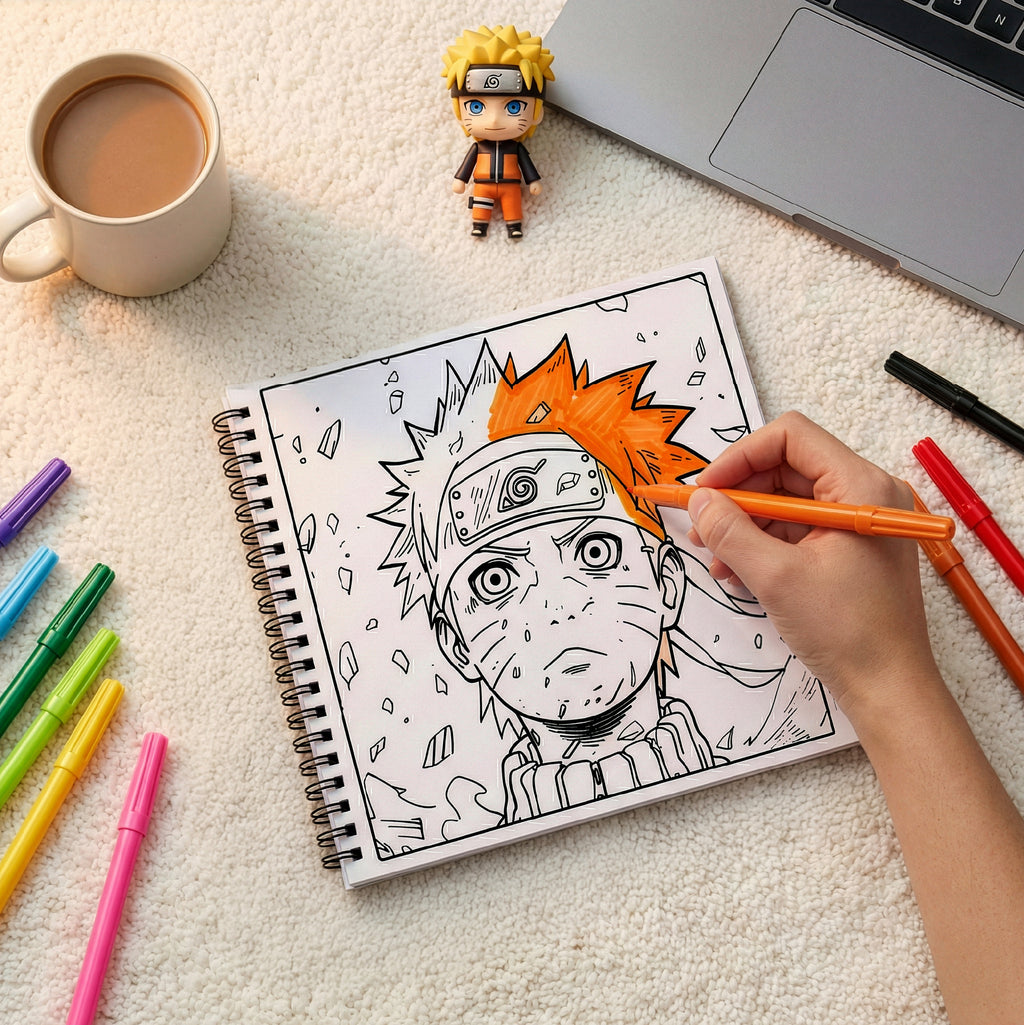 Naruto & More Anime Coloring Book Volume 4 | 24 Sketch Pens The Crafthives