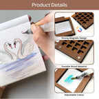 The Crafthives Mini Portable Wooden Travel Art Palette with brush - The Crafthives