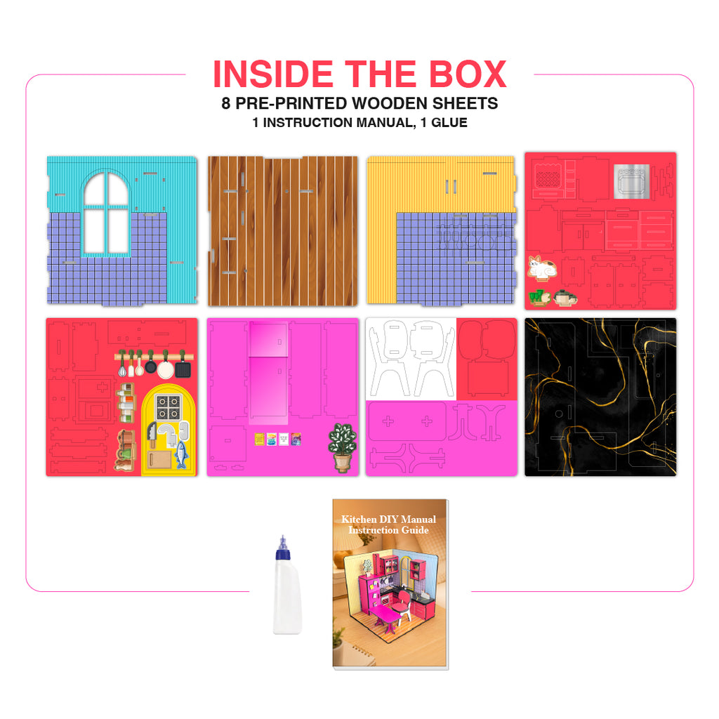 DIY 3D Wooden Miniature Kitchen Kit