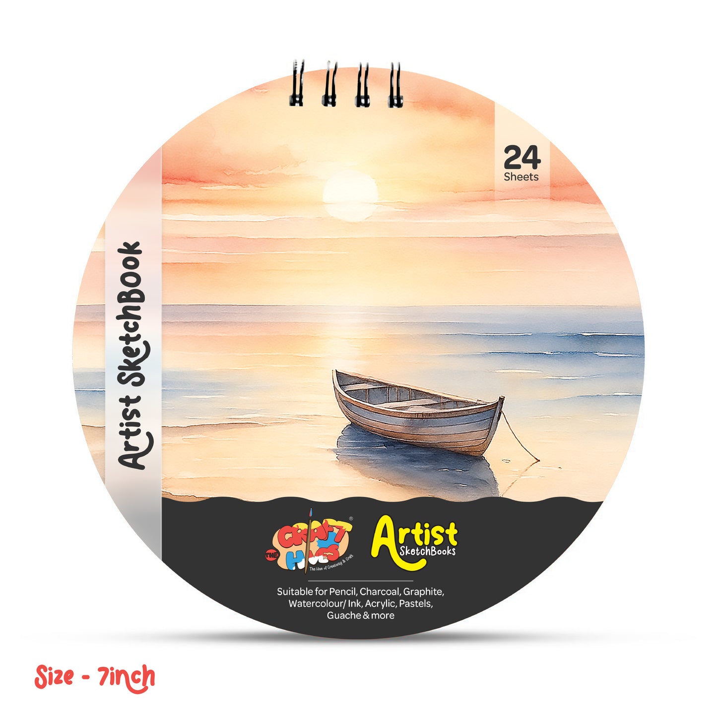 Round Artist Sketch Book – 7 Inch | Boat Theme