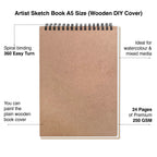 Artist Sketch Book – A5 | 230 GSM | DIY Wooden Cover - The Crafthives