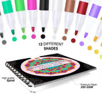 Mandala Colouring Expert Book – 24 Designs with 12 Acrylic Markers | 250 GSM Premium Spiral-Bound Pad - The Crafthives