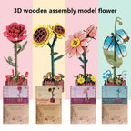 Rose 3D Wooden Flower Pot DIY Craft Kit