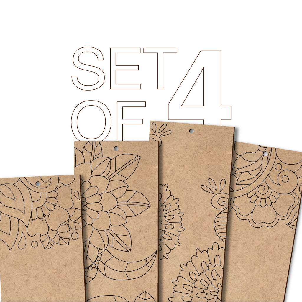 Floral Wooden Bookmark Set – Pack of 4 with Paint Sets